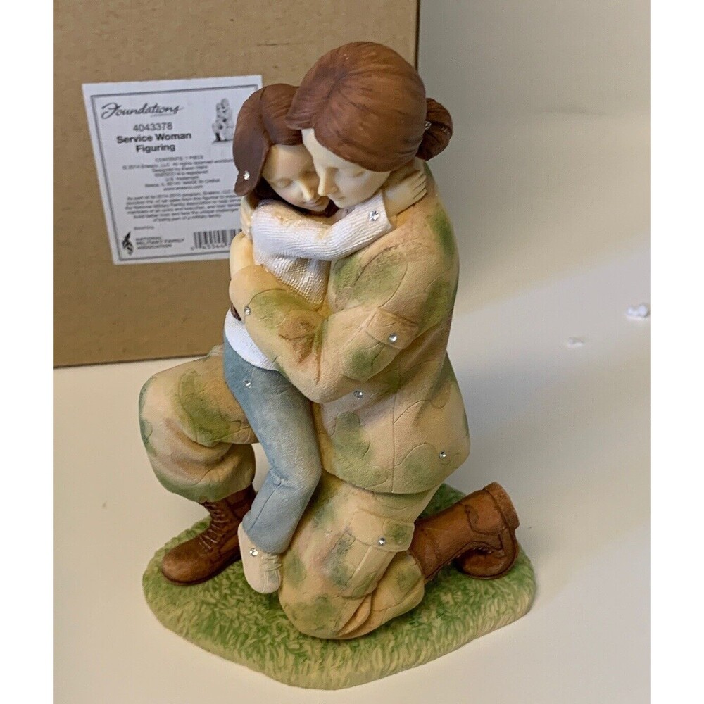 Foundations Military Service Woman Figurine Mother Daughter Hugging #4043378 New